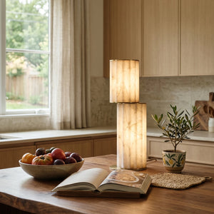 Padana Alabaster Table Lamp - Cozy Mid Century Modern Lounge Corner Eames Chair | HoaiLamp
