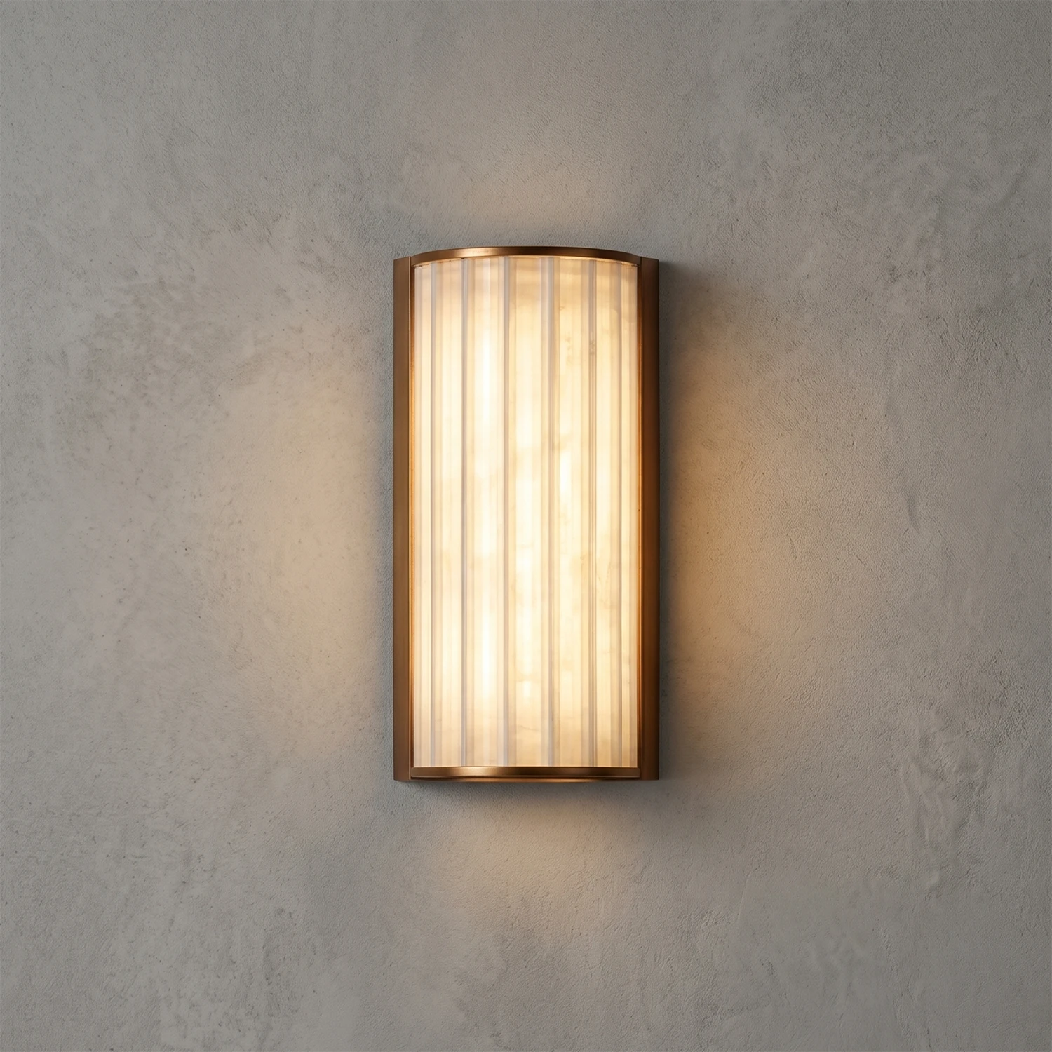 Padana Alabaster Wall Lamp - Studio Grey Background Short Profile Warm Ambient Light | HoaiLamp