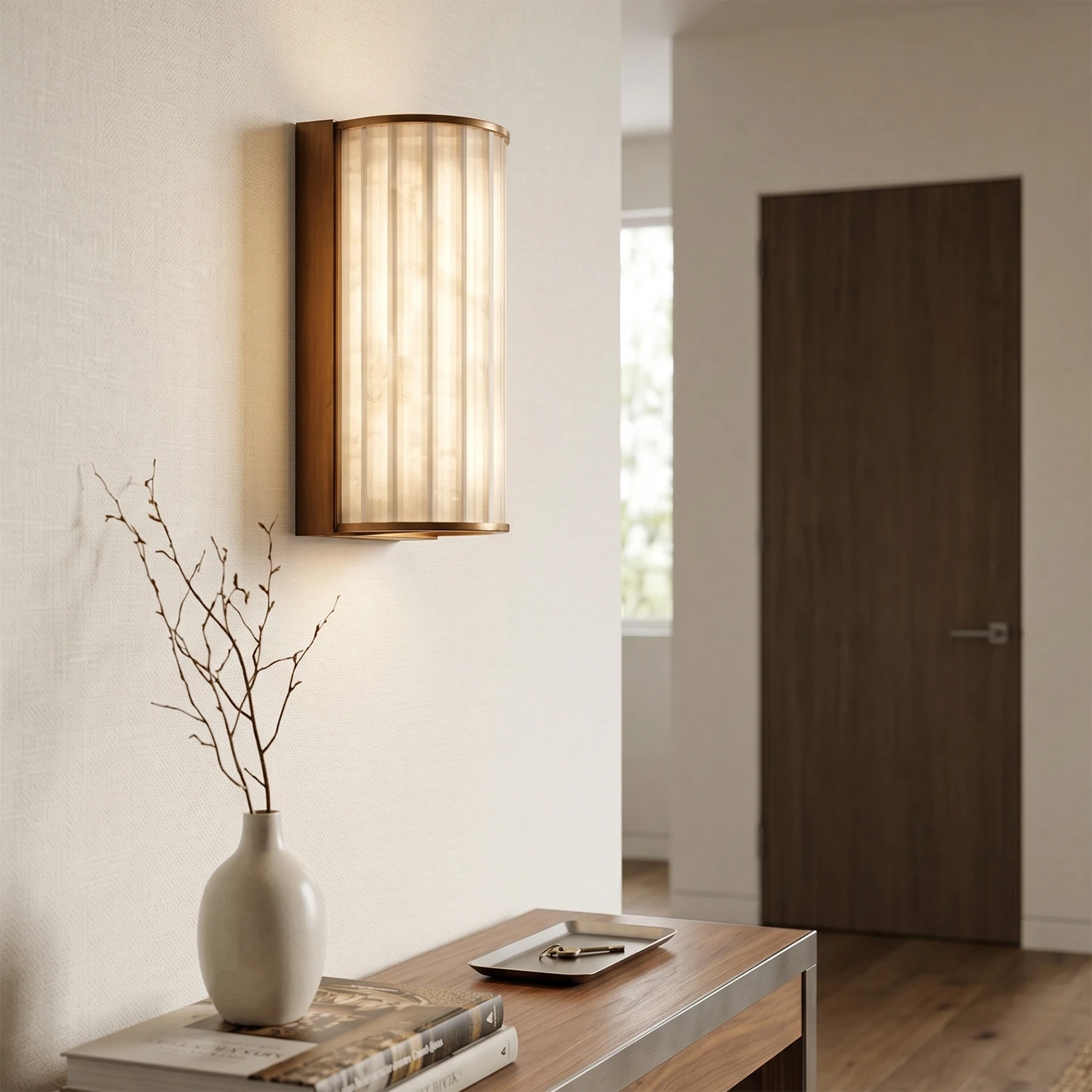 Padana Alabaster Wall Lamp - Minimalist Hallway Entryway Console Bench Dry Branch Decor | HoaiLamp