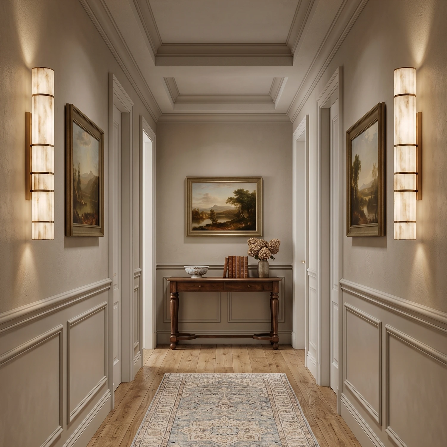 Padana Alabaster Wall Lamp - Luxury Classic Corridor Wainscoting Paneling Symmetrical | HoaiLamp