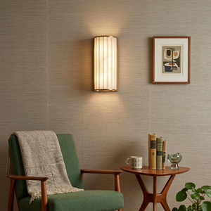 Padana Alabaster Wall Lamp - Mid Century Cozy Reading Corner Green Armchair Walnut Table | HoaiLamp