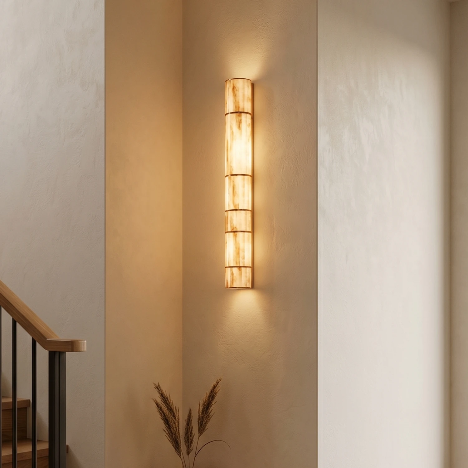Padana Alabaster Wall Lamp - Cozy Corner Wall Mount Tall Stacked Alabaster Warm Glow | HoaiLamp