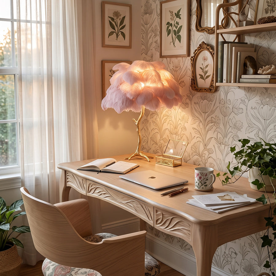 Palmira Ostrich Feather Table Lamp