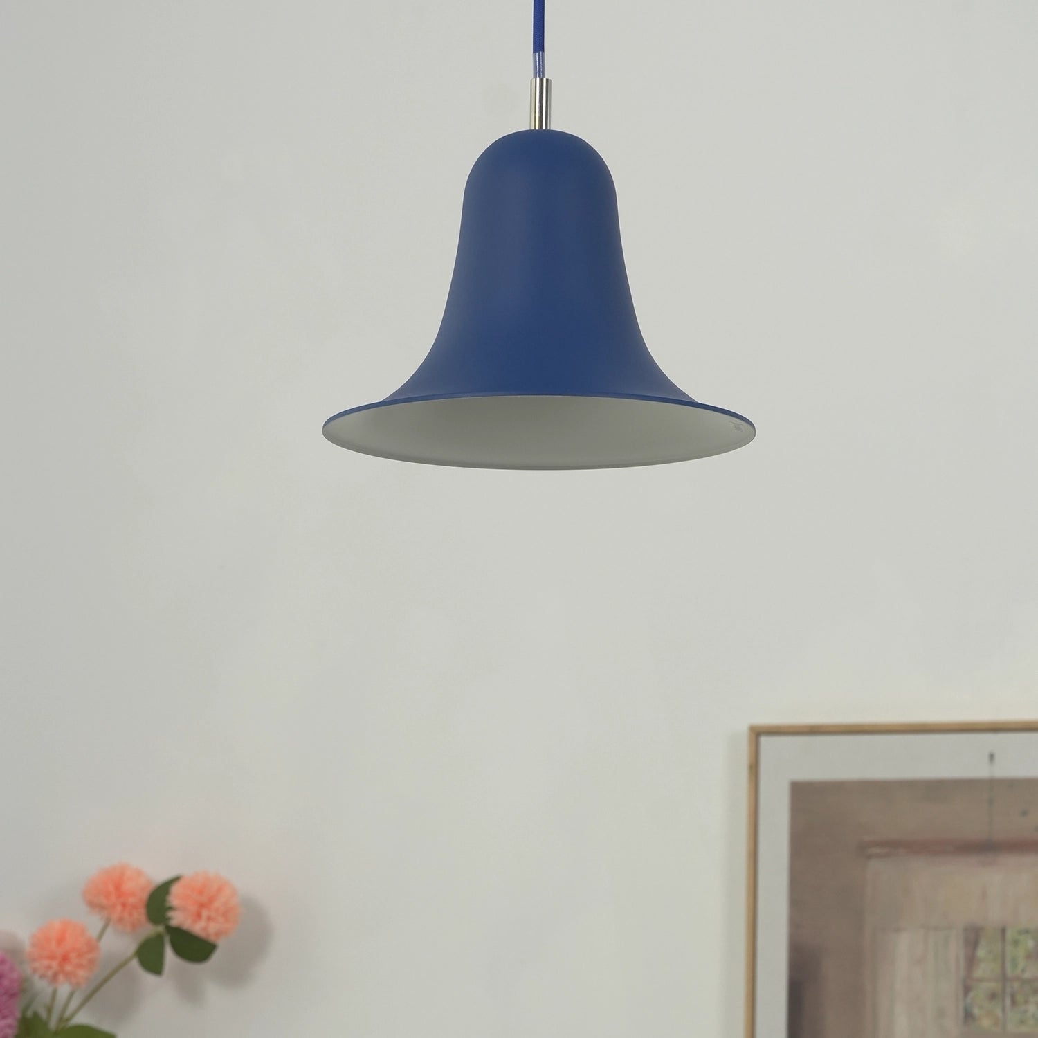 Panton Bell Pendant Lamp - Minimalist Royal Blue Clean White Wall Presentation | HoaiLamp
