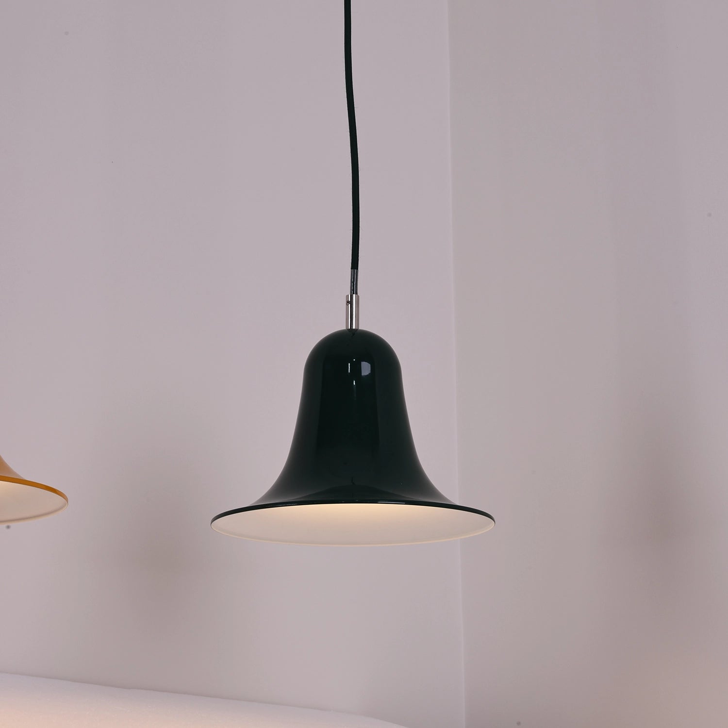 Panton Bell Pendant Lamp - Glossy Dark Forest Green Minimalist Studio Shot | HoaiLamp
