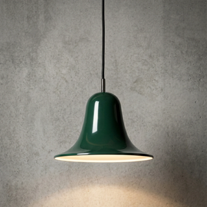 Panton Bell Pendant Lamp - Botanical Green Glossy Shade Textured Cement Wall | HoaiLamp