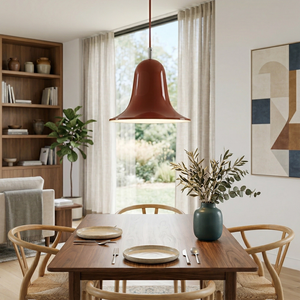 Panton Bell Pendant Lamp - Elegant Terracotta Dining Table Sunny Window | HoaiLamp