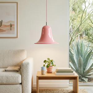 Panton Bell Pendant Lamp - Soft Pastel Pink Sofa Side Table Lounge | HoaiLamp