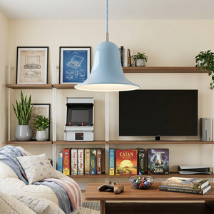 Panton Bell Pendant Lamp - Contemporary Light Blue Bookshelf Living Room | HoaiLamp