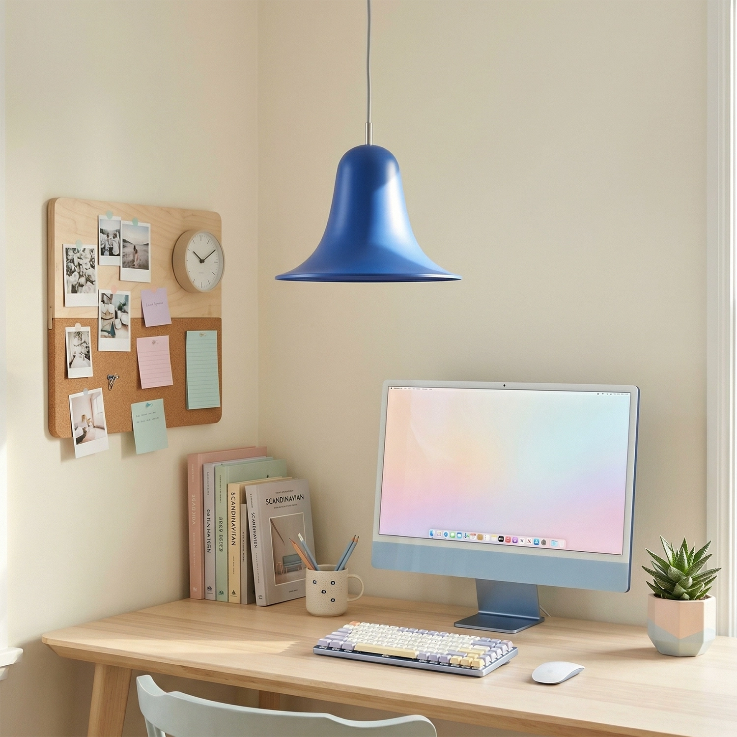 Panton Bell Pendant Lamp - Creative Cobalt Blue Student Desk Home Office Nook | HoaiLamp