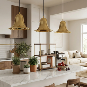 Panton Bell Pendant Lamp - Sunny Mustard Yellow Kitchen Counter Multi-Light Arrangement | HoaiLamp