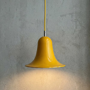 Panton Bell Pendant Lamp - Vibrant Mustard Yellow High-Gloss Shade Grey Wall | HoaiLamp