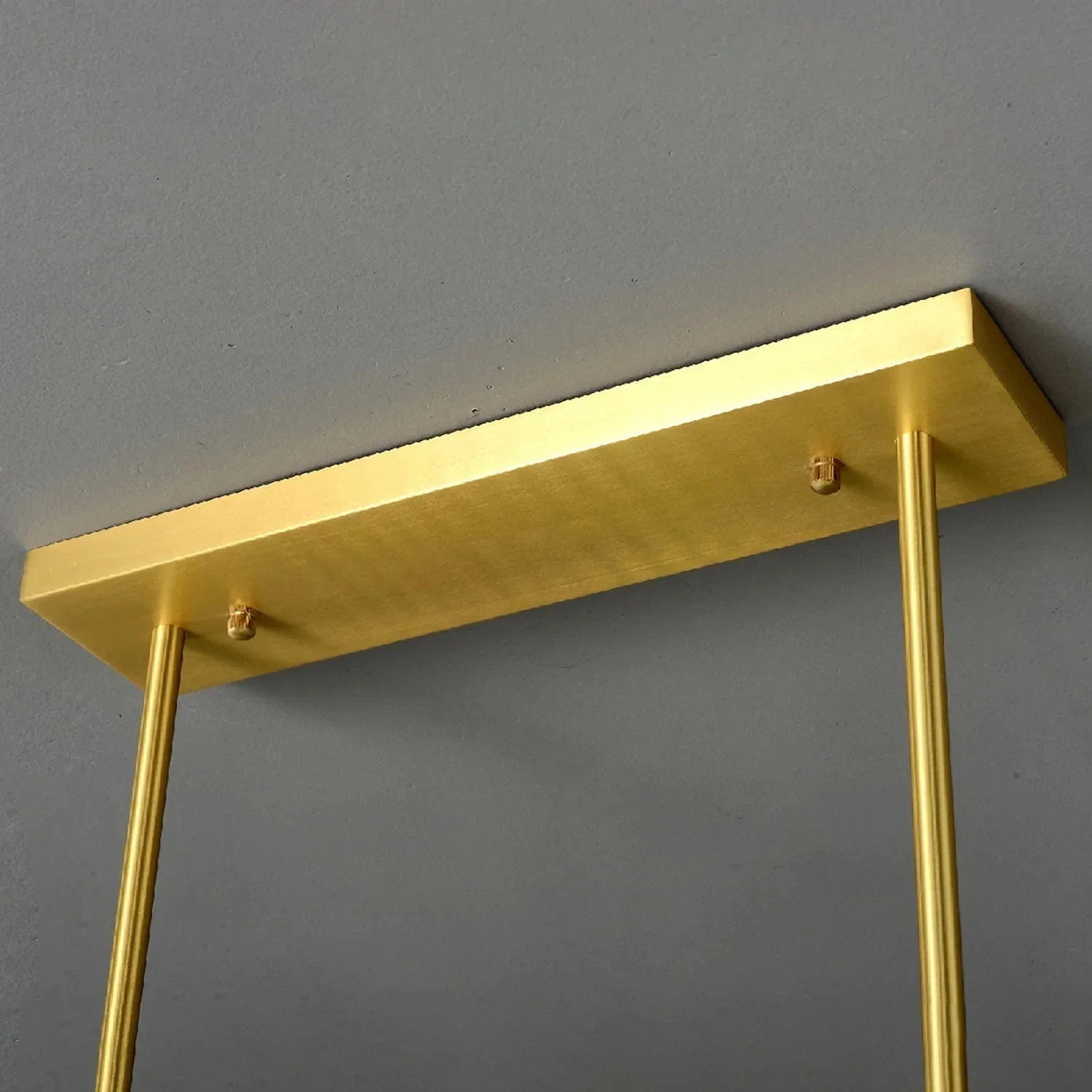 Peacock Blue Petal Art Glass Chandelier - Brushed Brass Rectangular Ceiling Canopy | HoaiLamp