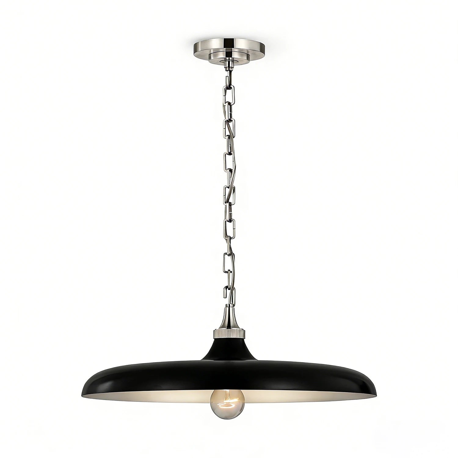 Piatello Pendant Light - High-Contrast Black & Steel View | HoaiLamp