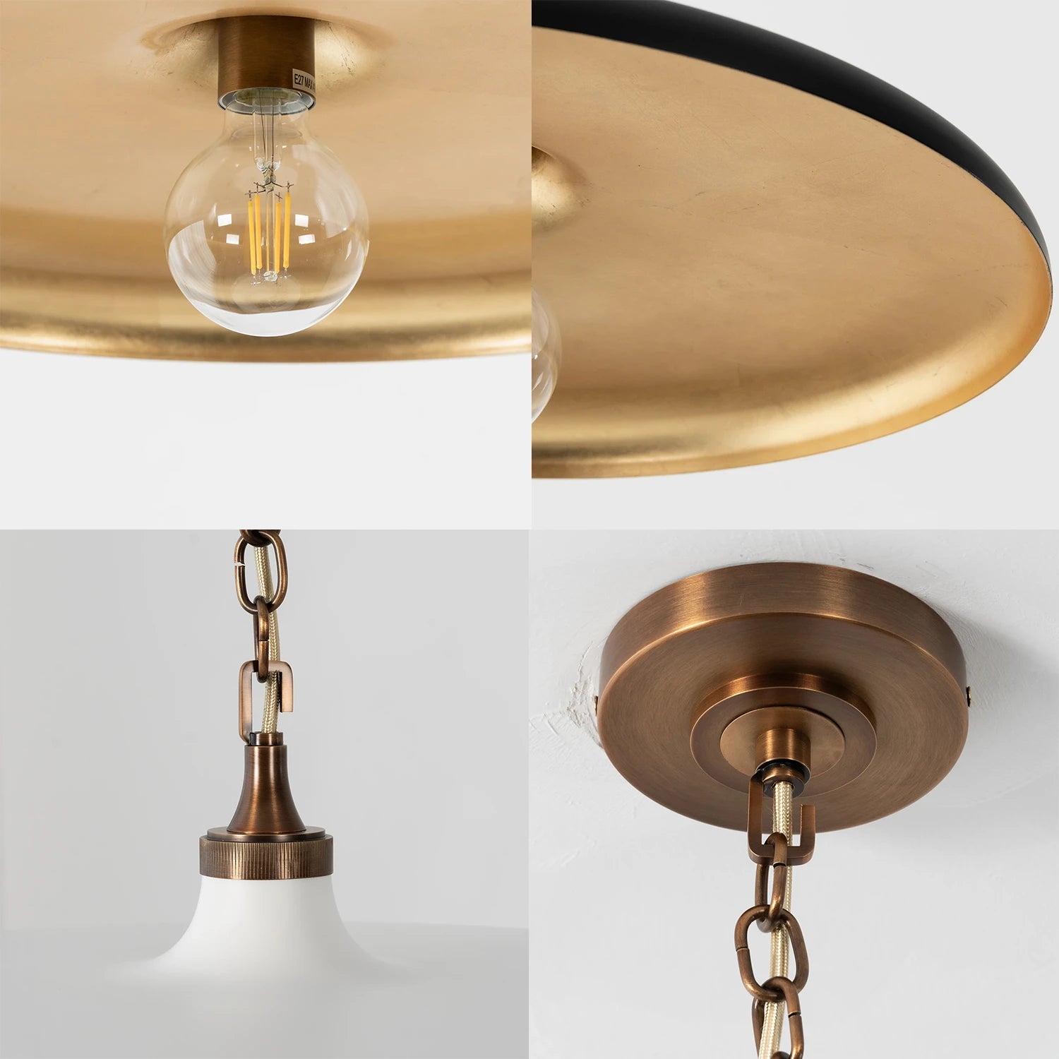 Piatello Pendant Light - Vintage Brass Hardware Detail | HoaiLamp
