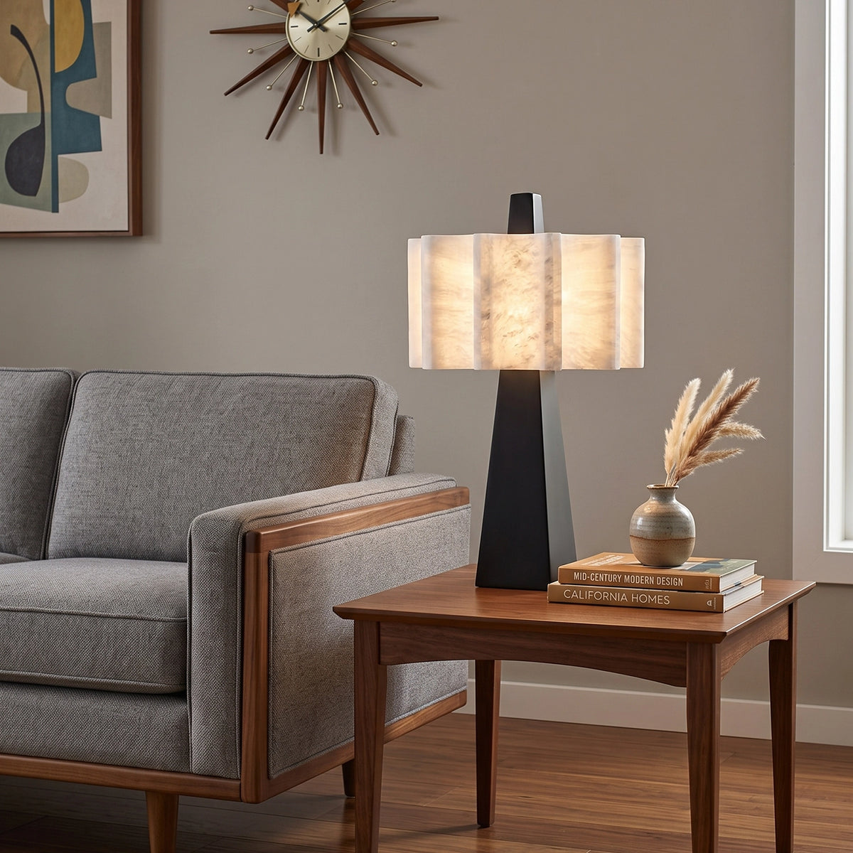 Plisse Fluted Alabaster Table Lamp