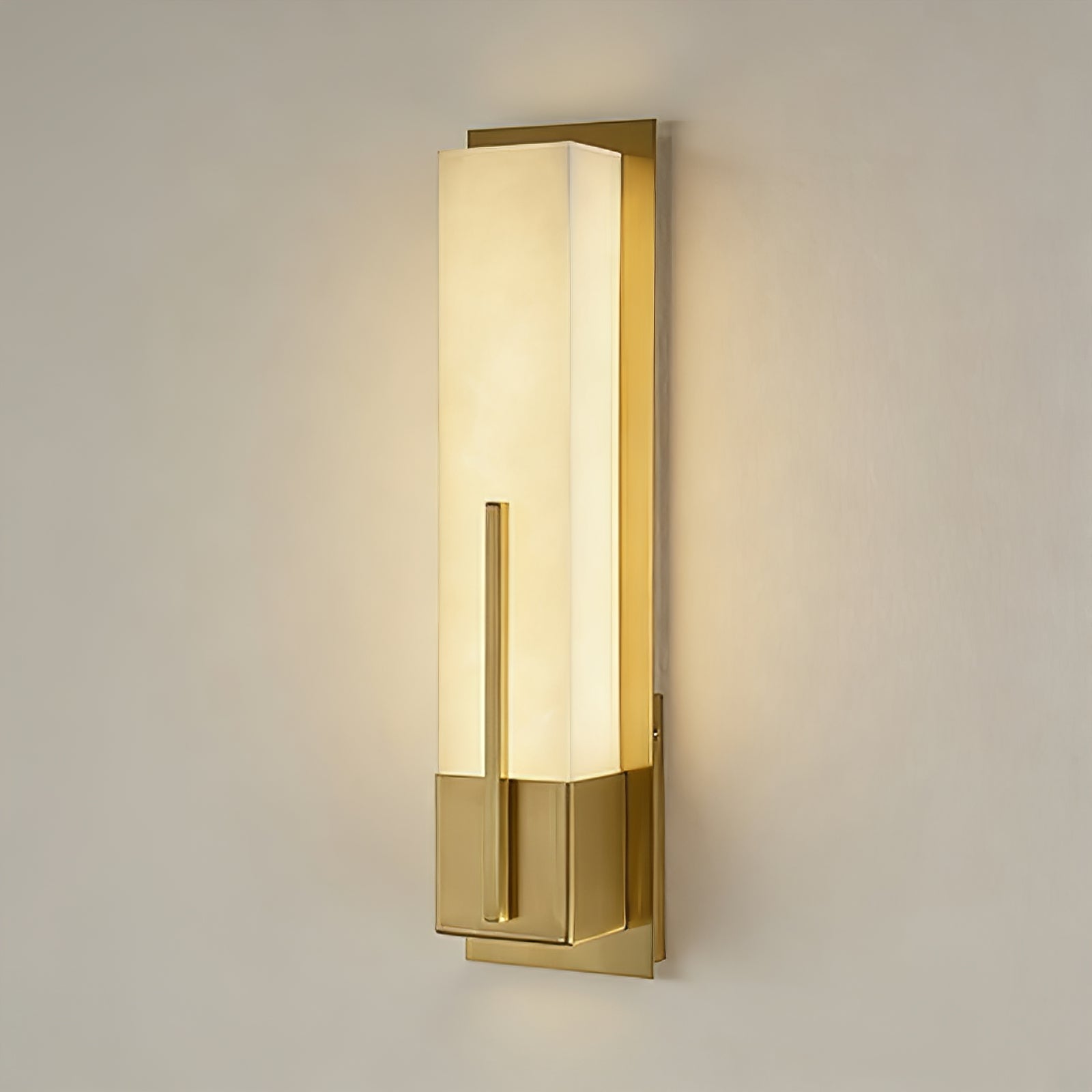 Possini Midtown Alabaster Wall Sconce - Luxury Brushed Brass Metal Profile | HoaiLamp