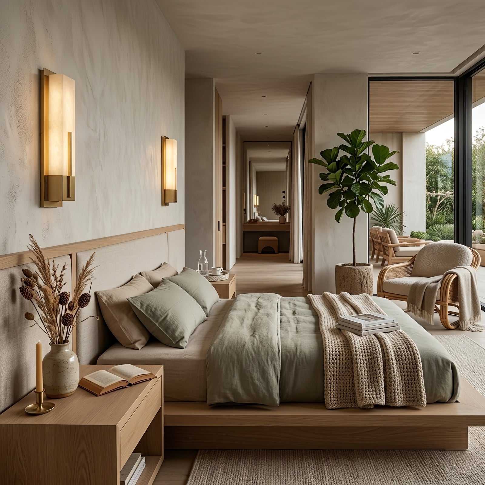 Possini Midtown Alabaster Wall Sconce - Organic Modern Bedroom Aesthetic Lighting | HoaiLamp