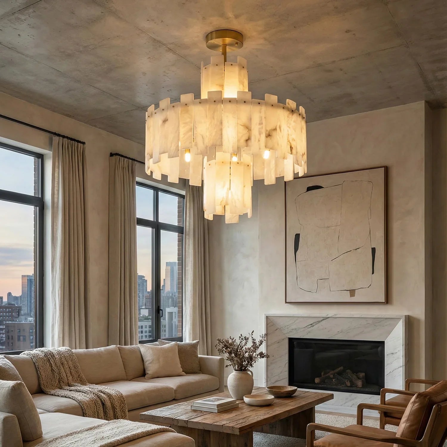 Rectangle Alabaster Irregular Chandelier