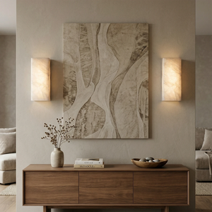 Rectangular Alabaster Wall Light - Art Gallery Flanking Wall Symmetrical Glow | HoaiLamp