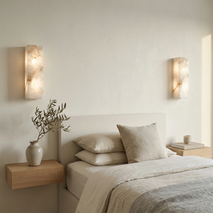 Rectangular Alabaster Wall Light - Serene Bedroom Bedside Symmetrical Glow | HoaiLamp
