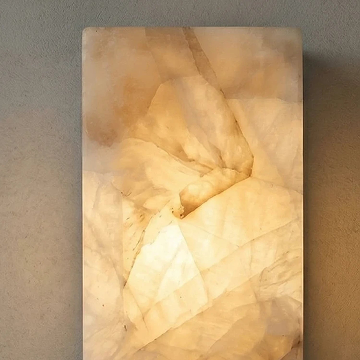 Rectangular Alabaster Wall Light - Translucent Golden Veining Detail | HoaiLamp