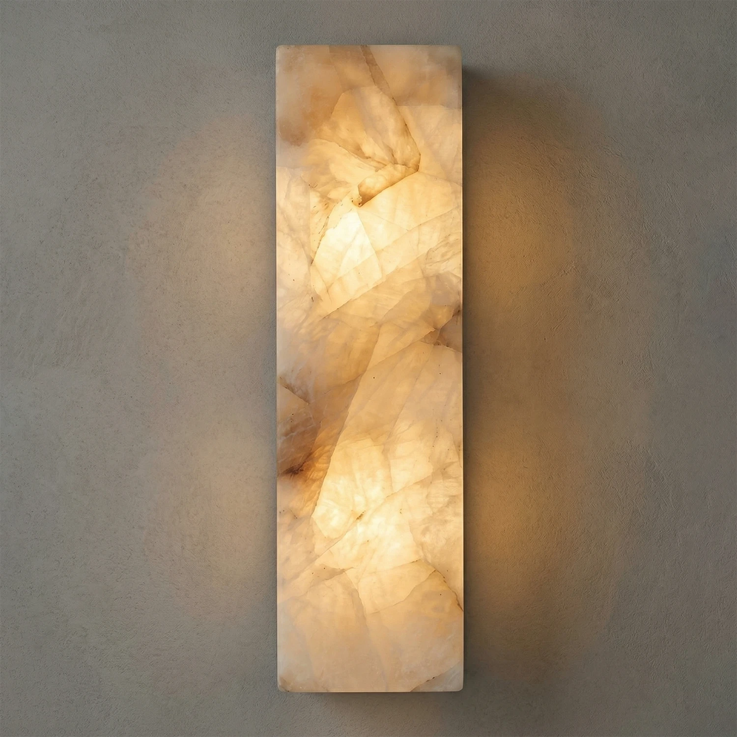 Rectangular Alabaster Wall Light - Mid-Length Proportionate Wall Sconce | HoaiLamp