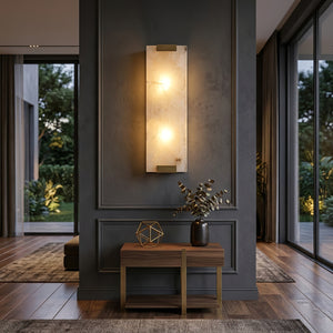 Rectangular Natural Alabaster Wall Sconce - High-End Living Room Architectural Glow | HoaiLamp