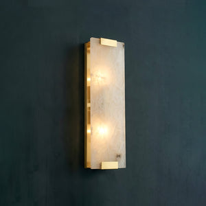 Rectangular Natural Alabaster Wall Sconce - Sophisticated Dark Teal Wall Glow | HoaiLamp