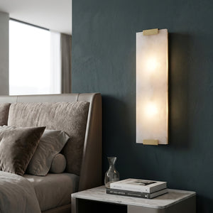 Rectangular Natural Alabaster Wall Sconce - Contemporary Minimalist Bedside Lighting | HoaiLamp