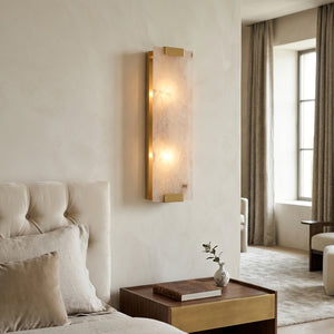 Rectangular Natural Alabaster Wall Sconce - Warm Neutral Suite Interior Decor | HoaiLamp