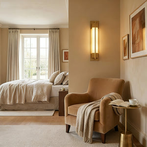 Rectangular Brass Resin LED Wall Lamp - Cozy Bedroom Armchair Reading Glow | HoaiLamp