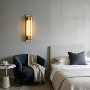 Rectangular Brass Resin LED Wall Lamp - Contemporary Master Bedroom Bedside Fixture | HoaiLamp