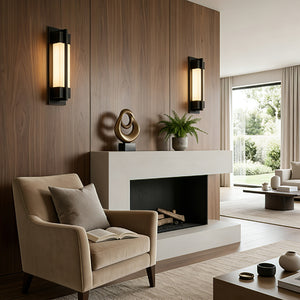 Rectangular Brass Resin LED Wall Lamp - Living Room Fireplace Mantel Symmetrical Decor | HoaiLamp