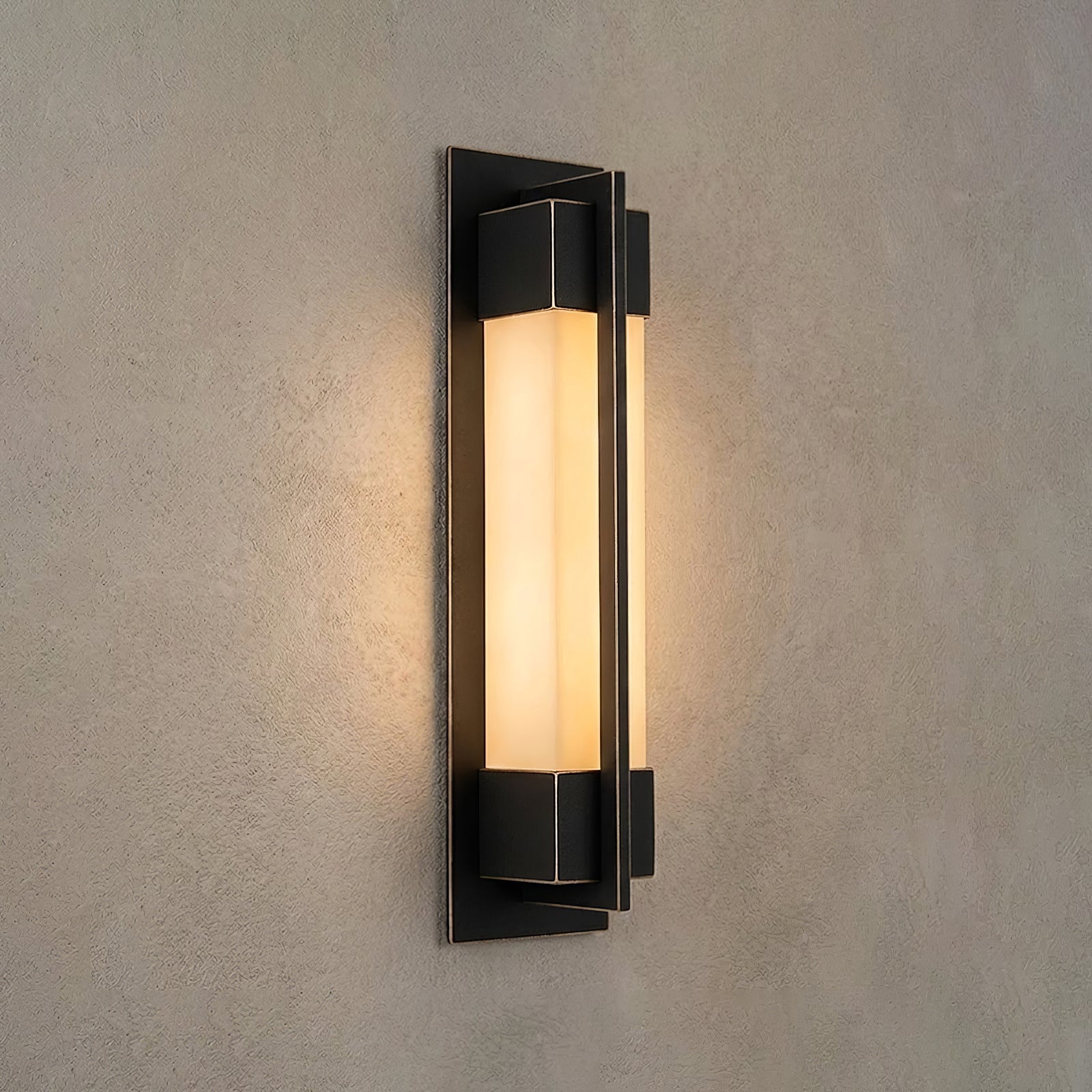 Rectangular Brass Resin LED Wall Lamp - Industrial Matte Black Minimalist Profile | HoaiLamp