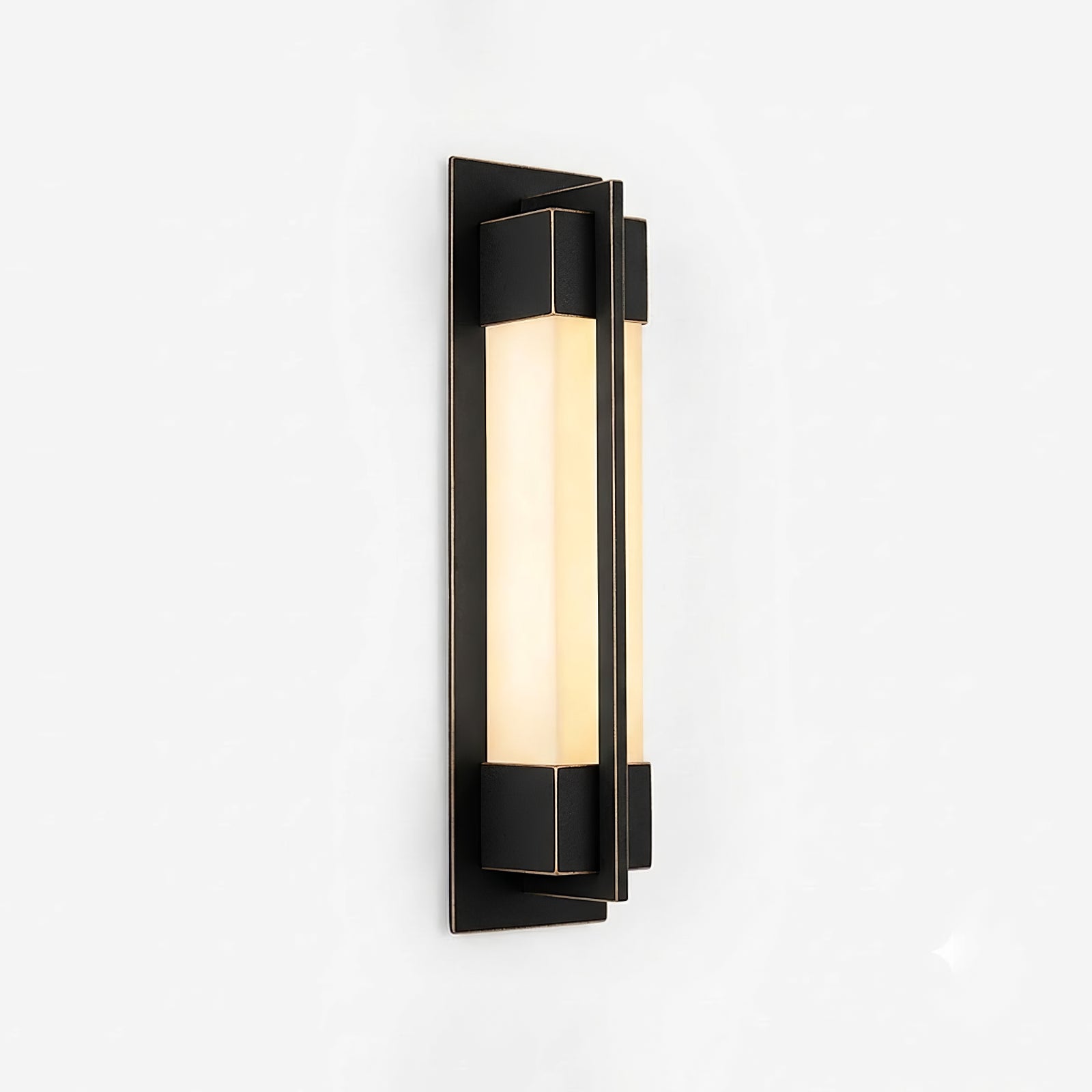 Rectangular Brass Resin LED Wall Lamp - Industrial Matte Black Isolated White Background | HoaiLamp