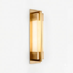 Rectangular Brass Resin LED Wall Lamp - Classic Brushed Brass Isolated White Background | HoaiLamp
