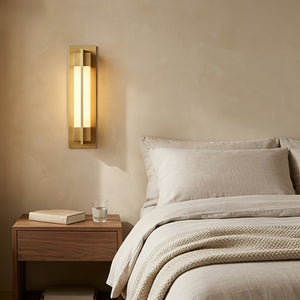 Rectangular Brass Resin LED Wall Lamp - Wabi-Sabi Bedside Warm Diffused Lighting | HoaiLamp