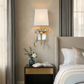 Ribbed Ribbon Bow Wall Lamp - Luxury Bedroom Bedside Nightstand Wingback Headboard White Shade | HoaiLamp