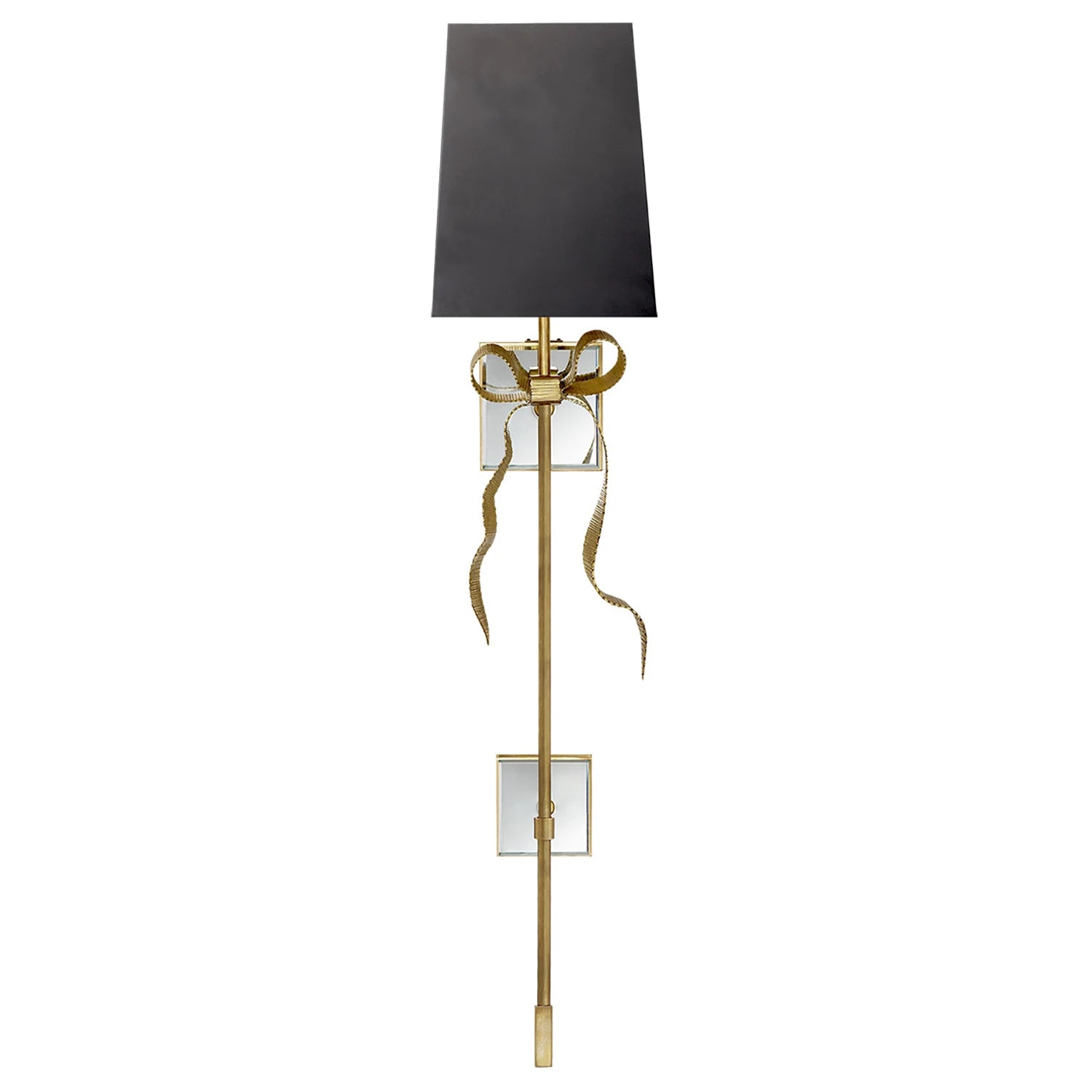 Ribbed Ribbon Bow Wall Lamp - Studio White Background Unlit Elongated Gold Black Shade | HoaiLamp
