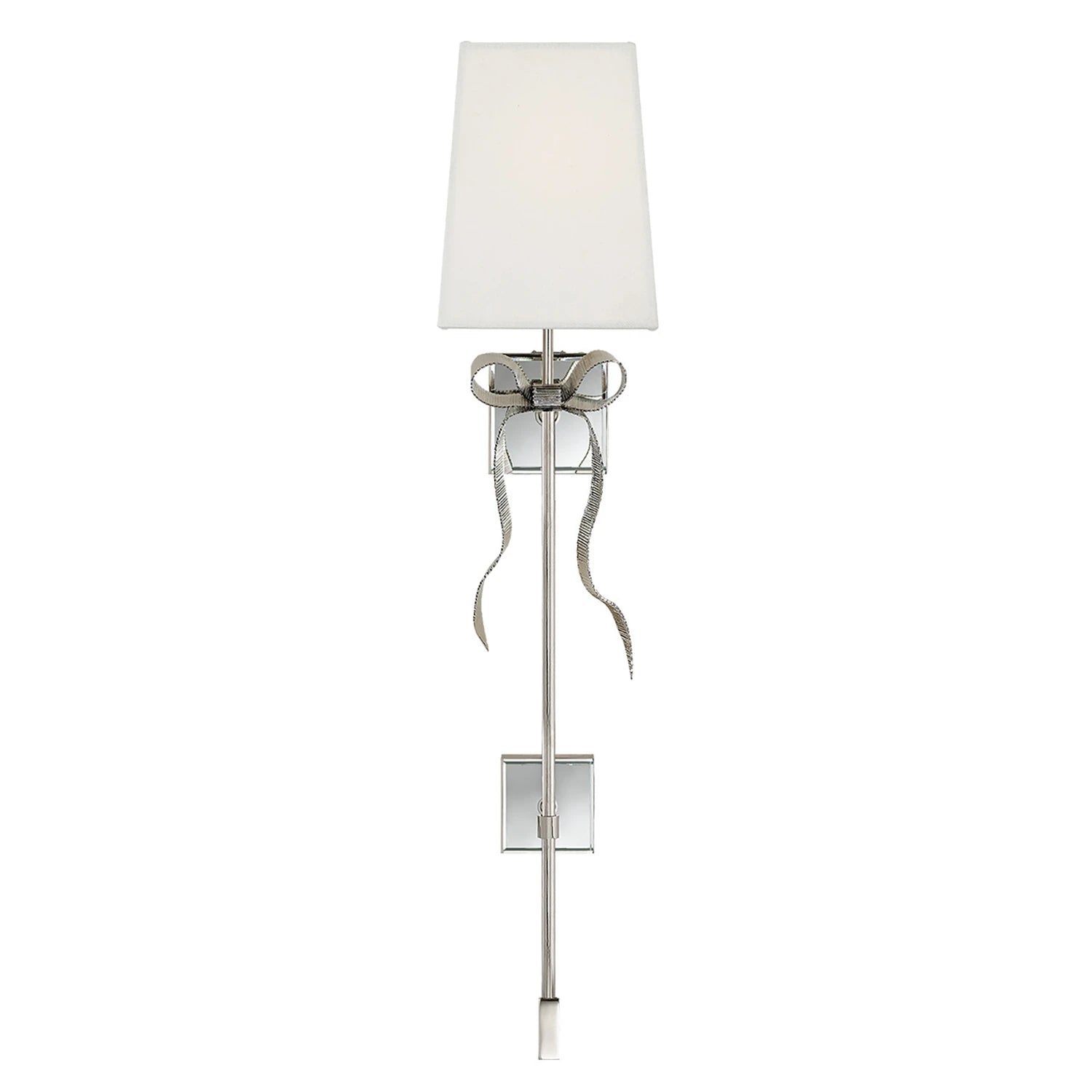 Ribbed Ribbon Bow Wall Lamp - Studio White Background Unlit Elongated Silver White Shade | HoaiLamp