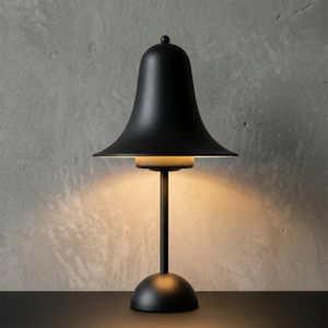 Ring Bell Table Lamp - Matte Charcoal Black Industrial Shadowy Ambient Mood | HoaiLamp