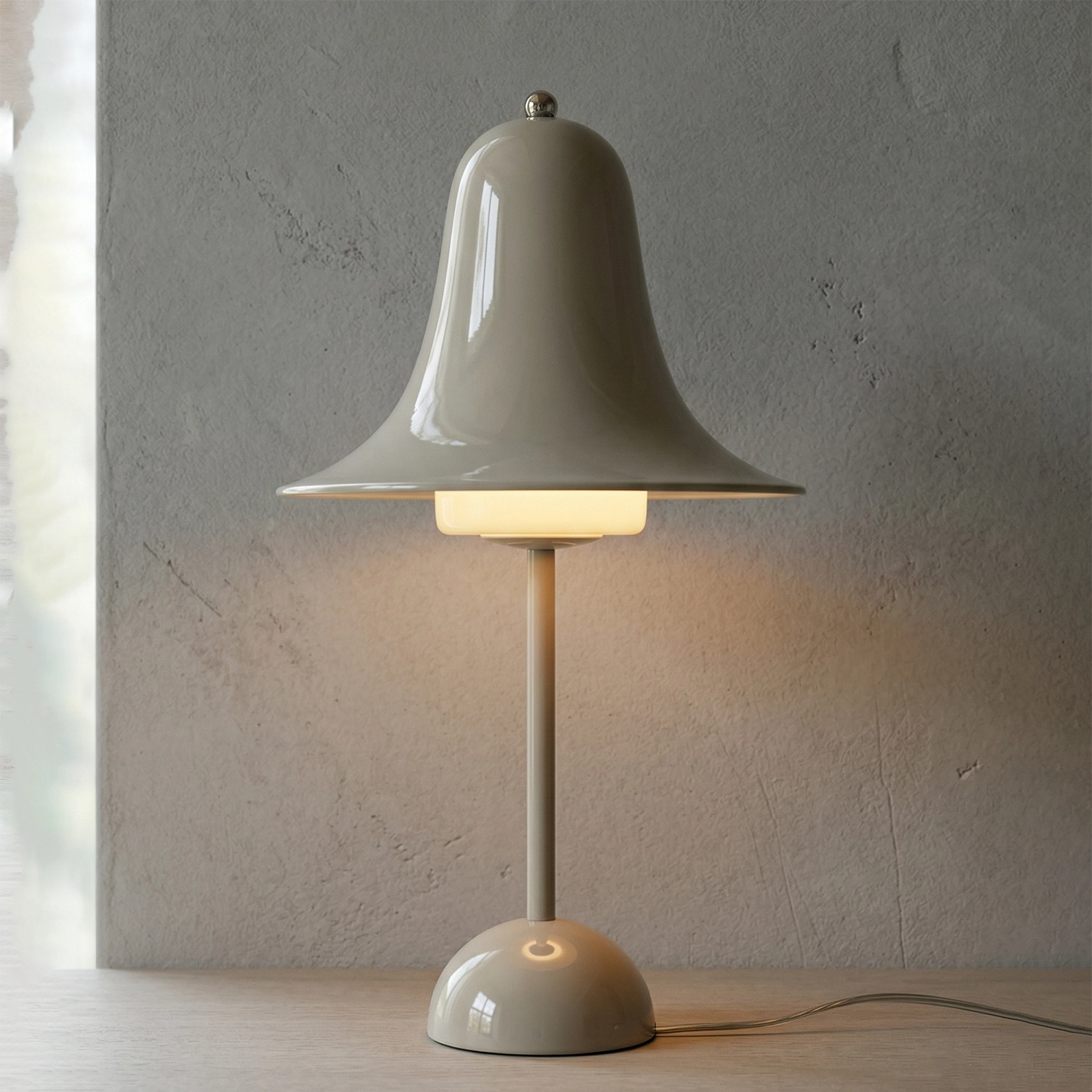 Ring Bell Table Lamp - Soft Desert Sand Beige Minimalist Plaster Wall Glow | HoaiLamp