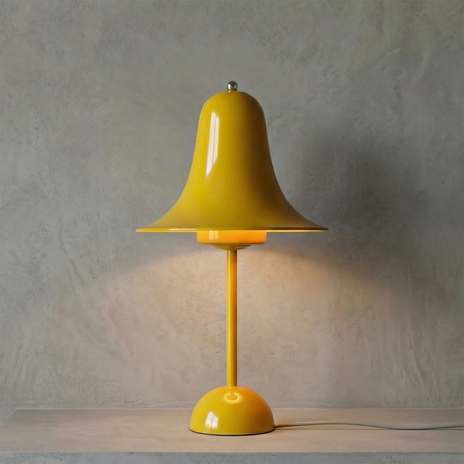 Ring Bell Table Lamp - Pop Mustard Yellow Vibrant Contemporary Cement Vibe | HoaiLamp