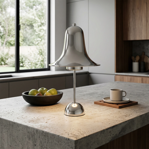 Ring Bell Table Lamp - Polished Chrome Silver Luxury Kitchen Island Counter | HoaiLamp