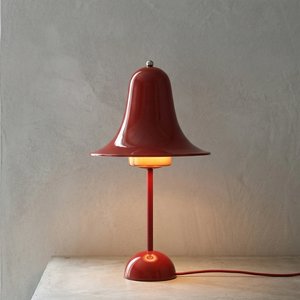 Ring Bell Table Lamp - Bold Poppy Red Saturated Eye-Catching Office Desk | HoaiLamp
