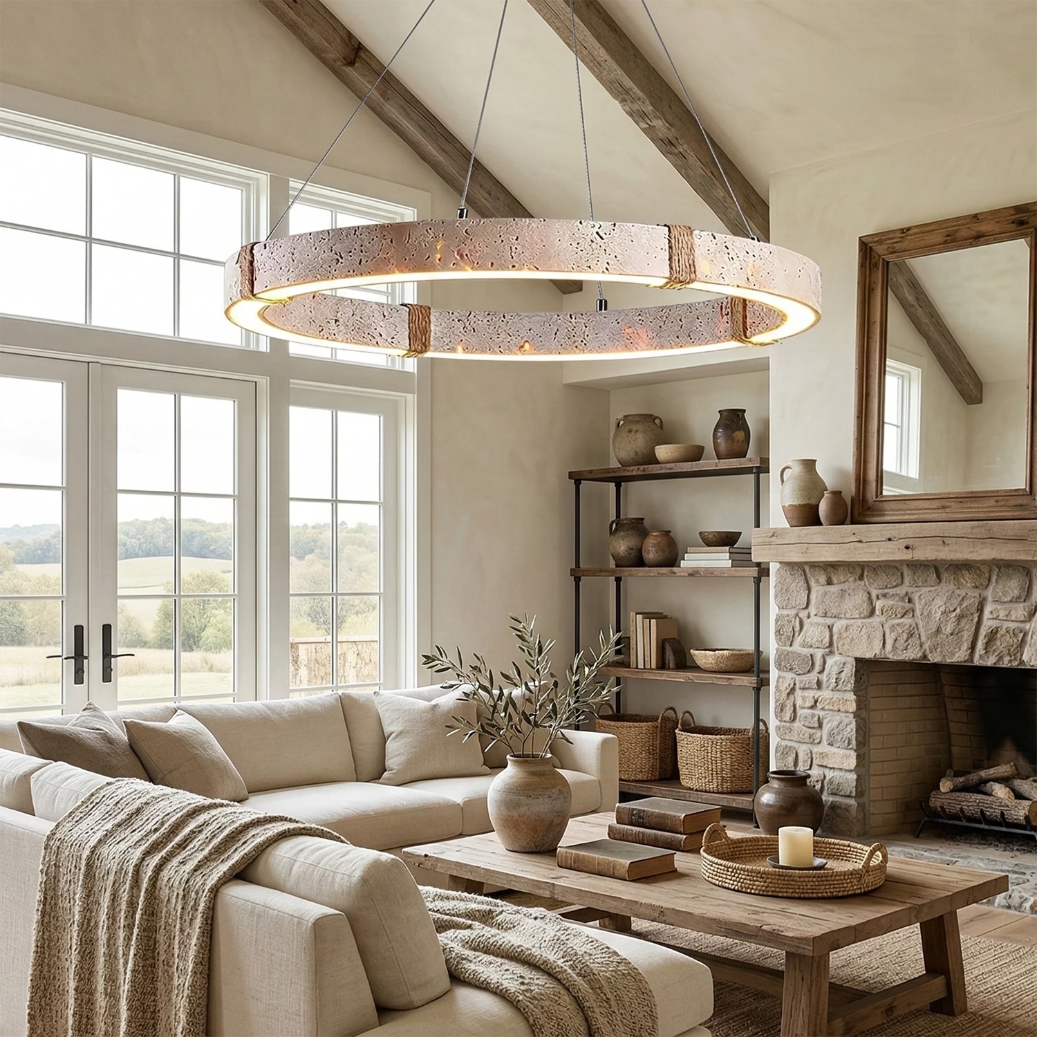 Rectangular Brass Resin LED Wall Lamp - Cozy Fireplace Lounge Wood Beam Ceiling Lighting | HoaiLamp