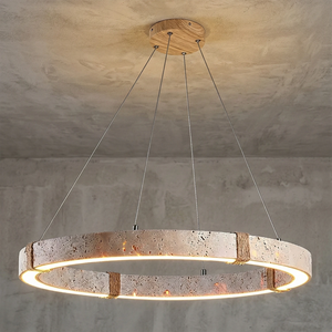 Rectangular Brass Resin LED Wall Lamp - Minimalist Studio Gray Wall Travertine Large Ring Oak Finish | HoaiLamp