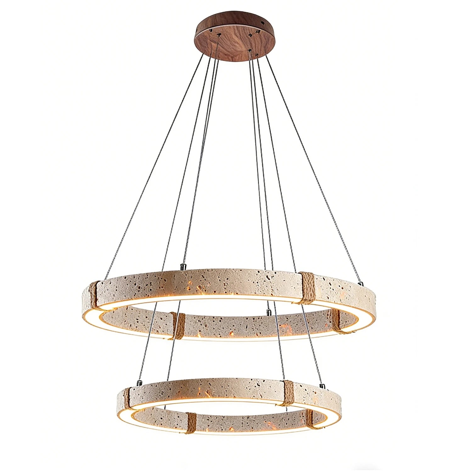 Double Ring Resin LED Pendant - Layered Geometric Chandelier | HoaiLamp