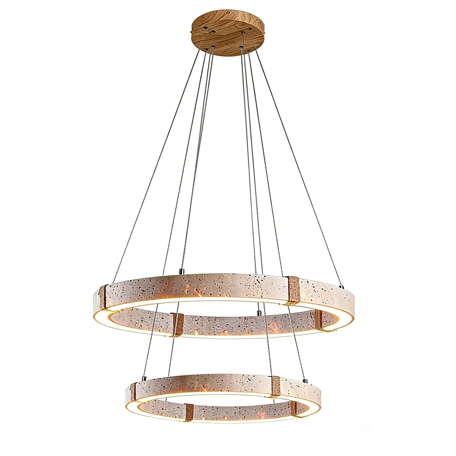 2-Tier Round Resin Chandelier - Modern Cascading Ring Light | HoaiLamp